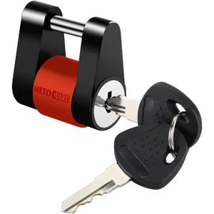 METOWARE Trailer Tongue Coupler Lock, 1/4" Dia with 3/4" Span Trailer Tongue Lock, Heavy-Duty Steel Trailer Coupler Lock for Tow Boat RV Truck Car's Coupler with Anti-Rattle Rubber Ring (1 Pack)