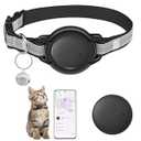 GPS Cat Tracker Collar(iOS & Android), Bluetooth Mini GPS Dog Tracker, Smart Pet Activity Tracker, No Monthly Fee, Work with Apple Find My & Google Find Hub, Finder Tag for Pets,Items 1P Black