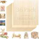 36 Pack Basswood Sheets,12"x12"x1/8" 3mm Basswood Plywood,Craft Wood,Unfinished Wood,for DIY Ornaments and Model Engraving, Wood Burning, Architectural Models, DrawingWood for Laser Cutting