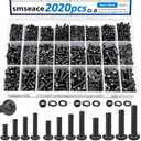 smseace 2020Pcs Metric Screws Assortment Kit 32-Sizes M2/M3/M4/M5/M6 Nuts and Bolts Assortment Kit for Machinery, Furniture, Automotive, 3D Printing, Motorcycle Repairs Metric Screw Assorted