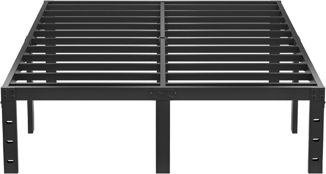 Queen Metal Bed Frame - 14 Inch Tall Heavy Duty Bedframe Black Basic Steel Slats Platform No Box Spring Needed/Easy Assembly/Noise Free