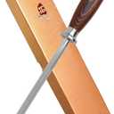 TUO Honing Steel, Sharpening Rod for Kitchen Knives Daily Sharpening Maintenance, High Carbon German Stainless Steel with Pakkawood Handle, 8 inch - Fiery Phoenix Series
