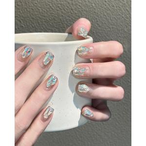 short press on nails short square press on nails - handmade rhinestone reusable glitter acrylic fake nails (Full Size Coverage, 30pcs) momotor