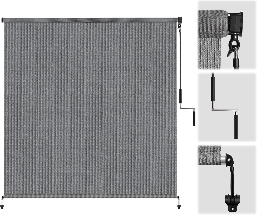 Patio Shades Roll Up Outdoor Roller Shade, Exterior Cordless Roll Up Outdoor Blinds for Patio, Gazebo Pergola Backyard Deck Porch Blinds Privacy Screen Protection UV Sun Blocking 6ft Wide x 6 H (Gray) Patio Shades Roll Up Outdoor Roller Shade, Exterior Cordless Roll Up Outdoor Blinds for Patio, Gazebo Pergola Backyard Deck Porch Blinds Privacy Screen Protection UV Sun Blocking 6ft Wide x 6 H (Gray)