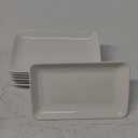 Foraineam Set of 8 Pieces 8 Inch Rectangular Porcelain Platters Dessert, Appetizer, Salad Plates White Serving Trays
