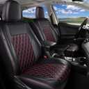 Huidasource 2019-2024 Ranger Seat Covers, Breathable Faux Leather Seat Covers Protector, Seat Cushion Custom Fit for Ford Ranger XL, XLT, Lariat Mid-Size Pickup with 5 Seats (Full Set/Black&Red)
