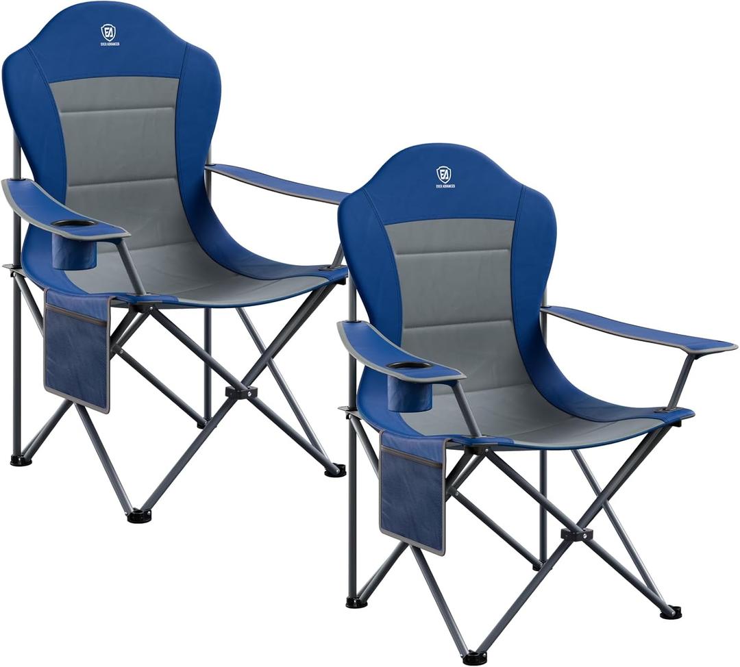 EVER ADVANCED Camping Chairs, Lawn Chairs Outdoor Sports Chairs, Folding Chair Camping Chairs for Adults, Supports 400lbs (Grey)