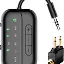 2025 Upgraded Pro Bluetooth 5.4 Transmitter Receiver,2-in-1 Airplane Wireless Adapter for Flight, TV, PC, Gym, Switch, Supports to 2 AirPods / Headphones; Audio AUX Receiver for Car/Home Stereo (Black)