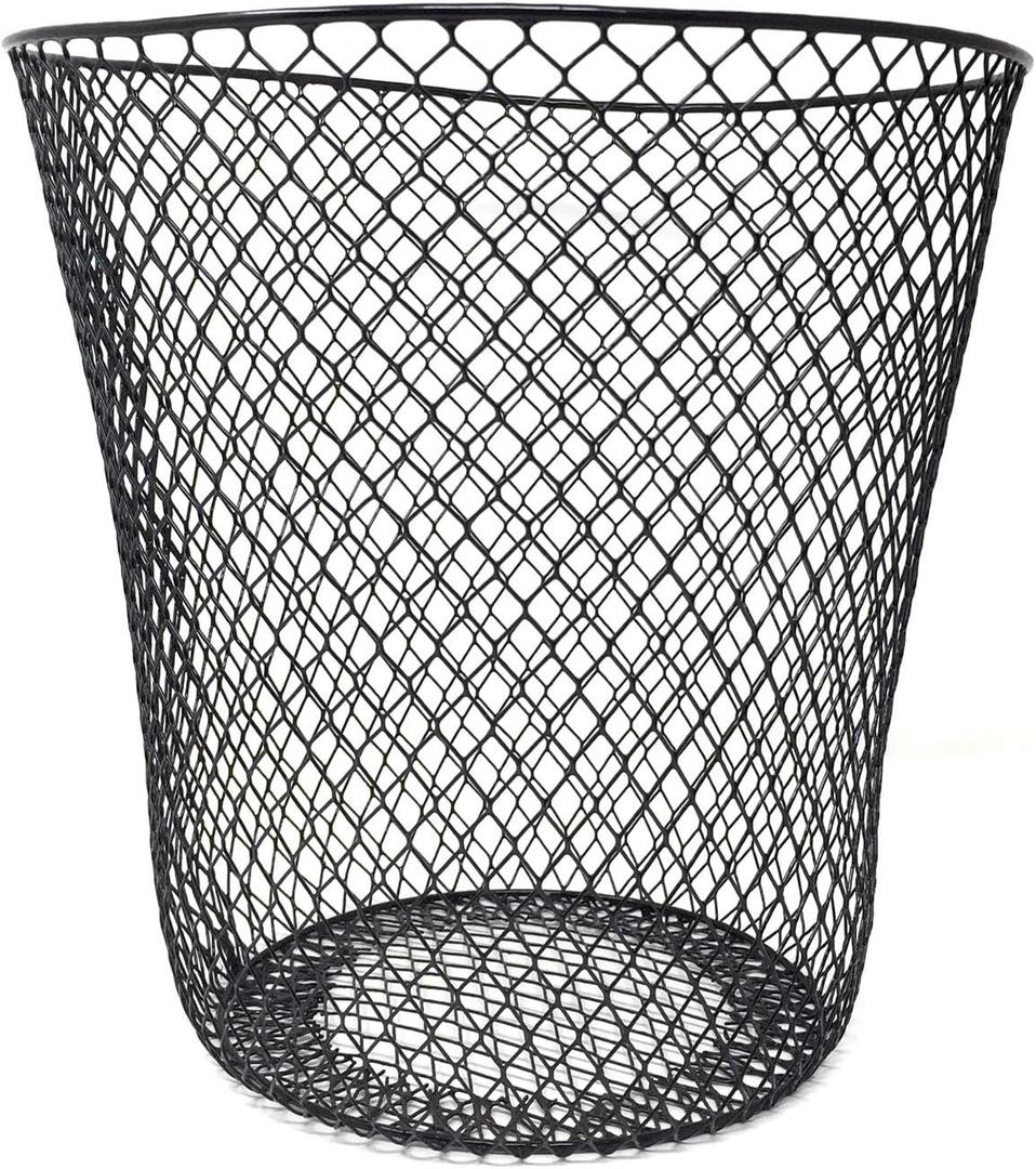 Essentials Wire Mesh Waste Basket (Black)