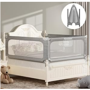 MHOMER Bed Rail for Toddlers, 2 Minutes Quick Assembly Foldable Bed Rails for Queen, King, Full, Twin Size Bed, Bed Rail Guard with Steady U-Shape Base for Toddlers, Baby, Kids (1 Piece, 74.8")