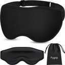 3D Eye Mask Sleep Mask for Men & Women, 100% Pressure-Free & Light Block-Out Eye Mask for Sleep with Easy Adjustable Strap, Night Eye Cover for Travel, Black