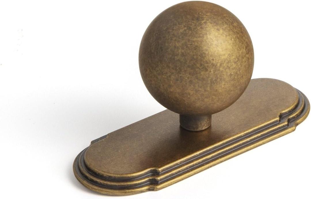 Goo-Ki 1.0''(24mm) Dia Cabinet Knob with Backplate,Antique Brass Drawer Knobs with Zinc Alloy Material,6 Packed, Antique Brass