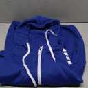 ZUEVI Men's Hoodies Casual Striped Drawstring Hooded And Zipper Closure Hoodie Slim Fit Fleece Sweatshirt With Pockets (Medium, Blue)