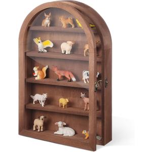 DoubleFill Trinket Shelf Wooden Shadow Box, Arch Shelf, Brown, 10" X 15"