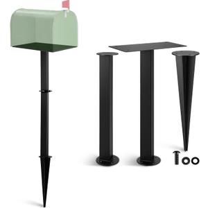 42 Inch In-ground Mailbox Post Black Metal Heavy Duty Steel Mailboxes Post with Stake Easy Installation for Outdoor Residential Front Yard Street No Mailbox 42" x 4" x 4"
