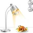 Double Head Food Heat Lamp Warmer w/Rapid-Heating Bulbs, Free Standing Commerical Food Warmer for Restaurant Kitchen Buffet Catering, Parties Food Heated Warming Lamp (Silvery, Dual Bulbs)