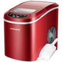 VIVOHOME Countertop Ice Maker 26lbs/Day 9 Ice Cubes in 6 Mins Ice Maker Machine with Hand Scoop and Self Cleaning Ice Cube Maker Red