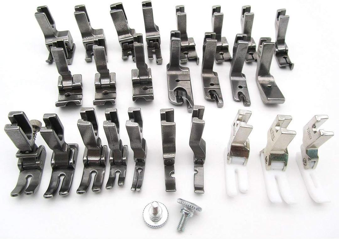 CKPSMS brand-25PCS Presser feet Compatible with/Replacement for JUKI Brand DDL-5550,DDL-8500,DDL-9000,TL98E,TL-98Q,TL-2010Q Singer Brand 20U,31-15,195K,196K Single Needle High Shank Sewing Machine