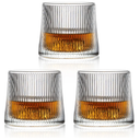 6 Oz Whiskey Glasses -Old Fashioned Set of 3, Cocktail Bourbon Alcohol Drinks, Old Fashioned Whiskey Glasses (Vertical Stripe)