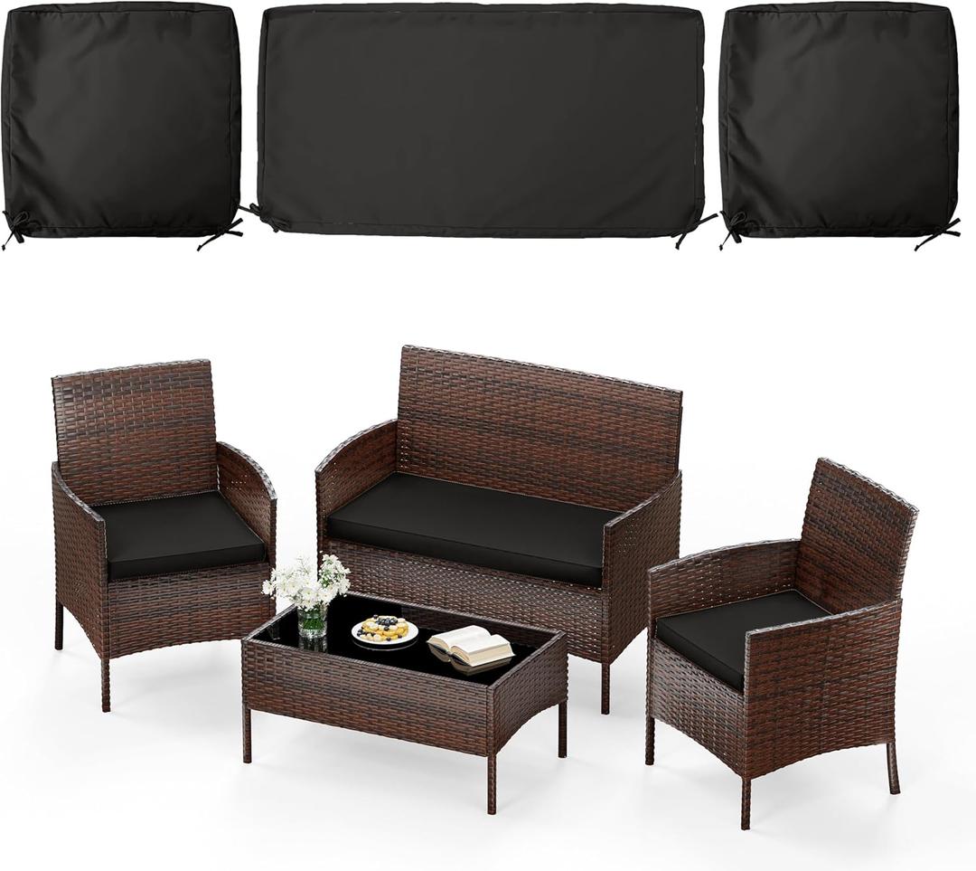 3 Pack of Outdoor Seat Cushion Replacement Set Suitable for 4 Pieces of Wicker Rattan Furniture Terrace Guest Set Sofa Chair (36x18x2, 18x18x2), Only Cover
