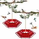 Hummingbird Feeder with Ant-Proof Moat Hummingbird Feeder, Easy to Clean and Refill Includes Hanging Hook, Features 30 Feeding Ports (Red 2PCS)