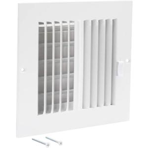 EZ-FLO 6 x 6 Inch (Duct Opening) Air Vent Cover for Wall or Ceiling, Two-Way Ventilation Register, Solid Steel HVAC Register Cover, White, 61660
