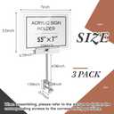 FoldTier 3 Set Aluminum Alloy Sign Clamp with 5.5 x 7 Inch Acrylic Frame Clip on Rotatable Holding Clamp for Clothing Stores Price Tag Office (Silver)