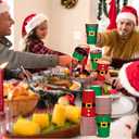 Zhehao 90 Pcs/30 Sets Christmas Paper Coffee Cups with Lids and Sleeves Disposable Hot Cocoa Party Paper Cups for Hot Chocolate Accessories (Cloths,16 oz)