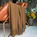 LOMAO Knitted Throw Blanket with Tassels Bubble Textured Lightweight Throws for Couch Cover Home Decor (Khaki, 60x80)