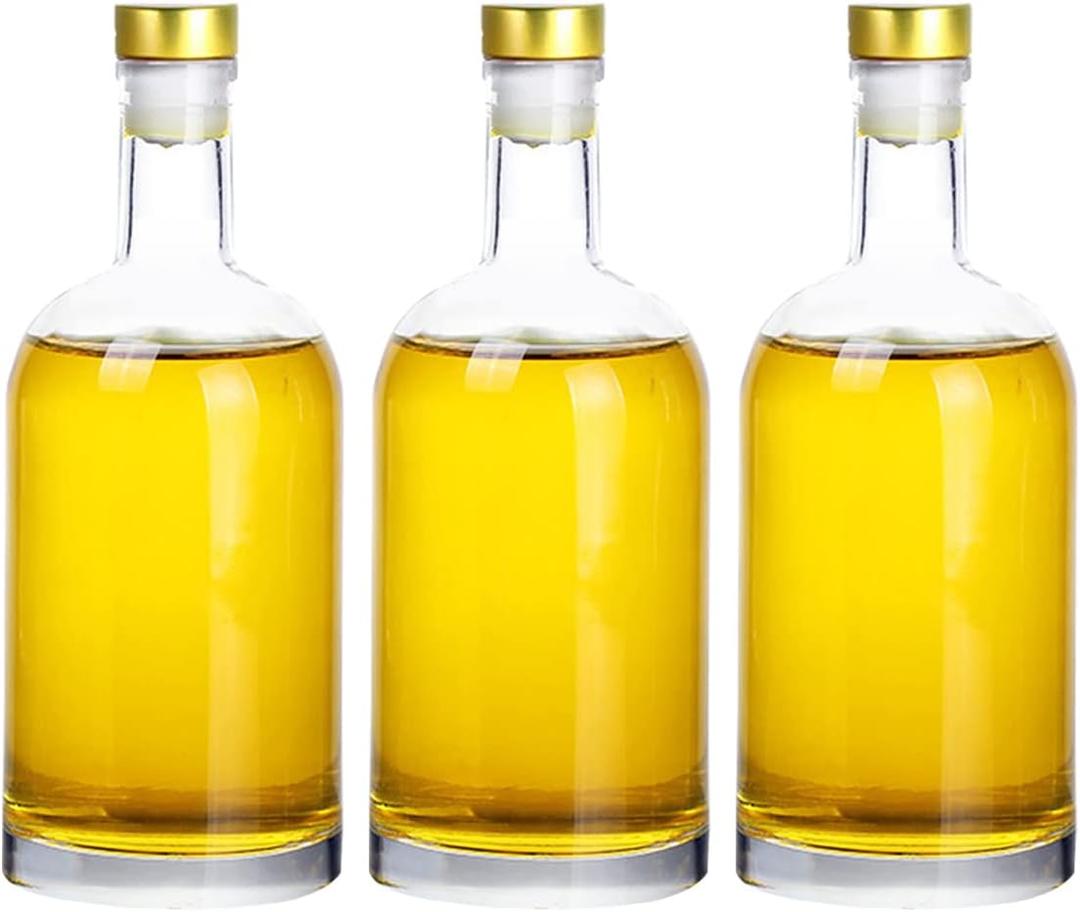 Clear Glass Bottles 25 oz (750 ml) 3 - Pack for Beverages Drinks Oil Vinegar Kombucha Beer Water Soda with Cork Stopper Airtight Lid