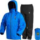 TIDEWE Rain Suit, Waterproof Breathable Lightweight 2 Pieces Rainwear (Small, Blue)