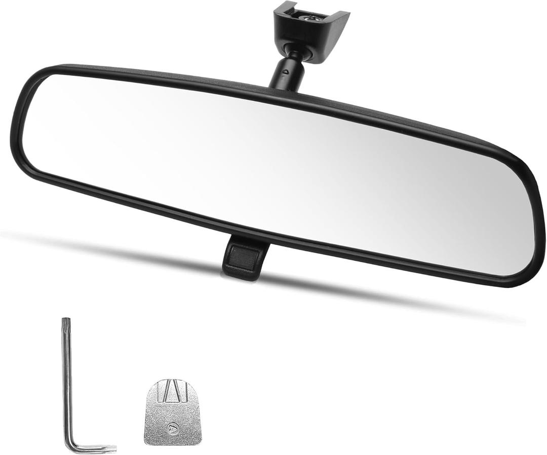 10.5 Inch Large Anti-Glare Rear View Mirror, Universal Interior Mirror Kit with Wide Angle Night Vision for Cars, Trucks, SUVs, Compatible with Toyota Honda Ford Nissan Jeep