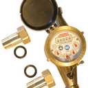 1/2 Water Meter: Lead Free Brass, NSF Certified, Multi-Jet, Gallons (Horizontal Installation)