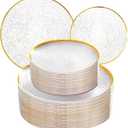 Licaere 60Pcs Clear Plastic Plates - Clear Disposable Plates With Gold Rim - Heavy-duty Gold Plates, Party Plates Include 30Clear Dessert-Platos,30Dinner-Platos for Wedding Party Spring, 10.25inch