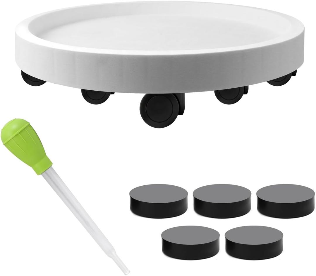 1Pack 20'' Plant Stand with Wheels,White