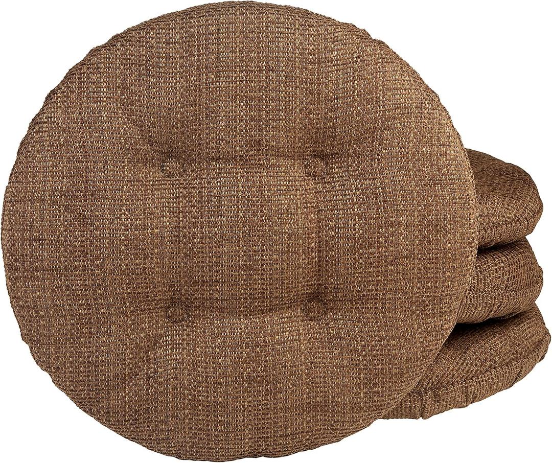 Klear Vu Omega Gripper Non-Slip Tufted Round Barstool Cushion for Dining Rooms, Cafes, Bars and Restaurants, 14 Brown, 4 Pack