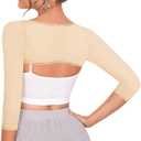 RDSIANE Upper Arm Compression Shaper Post Surgery Slimmer Sleeves Posture Corrector Tops Shapewear for Women (Small, Beige)