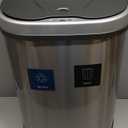 Ninestars DZT-70-11R Automatic Touchless Motion Sensor Semi-Round Trash Can/Recycler, 18.5 Gal. 70 L., Stainless Steel