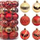 30 pcs Christmas Tree Balls, 2.36" Christmas Ornament Decorations Shatterproof Ornaments Gold and Red Color Painted Christmas Baubles Decorations for Party Wedding Christmas Decor