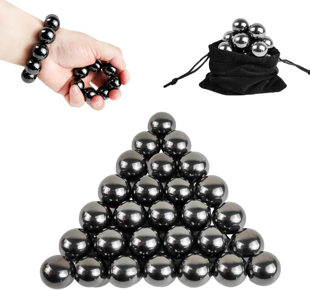 28 Pcs Magnetic Balls Fidget Toy, Adult Fidget Toys, Magnet Balls Can Replace Ferrite Putty, Office Desktop Decoration, Stress Relief, Anti Anxiety, Executive Desk Toys (Black) (Medium)