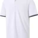 Men's Pique Polo Shirts Long Sleeve Cotton Blend Tipped Casual Collared Polo Shirts Business Classic Fit Medium