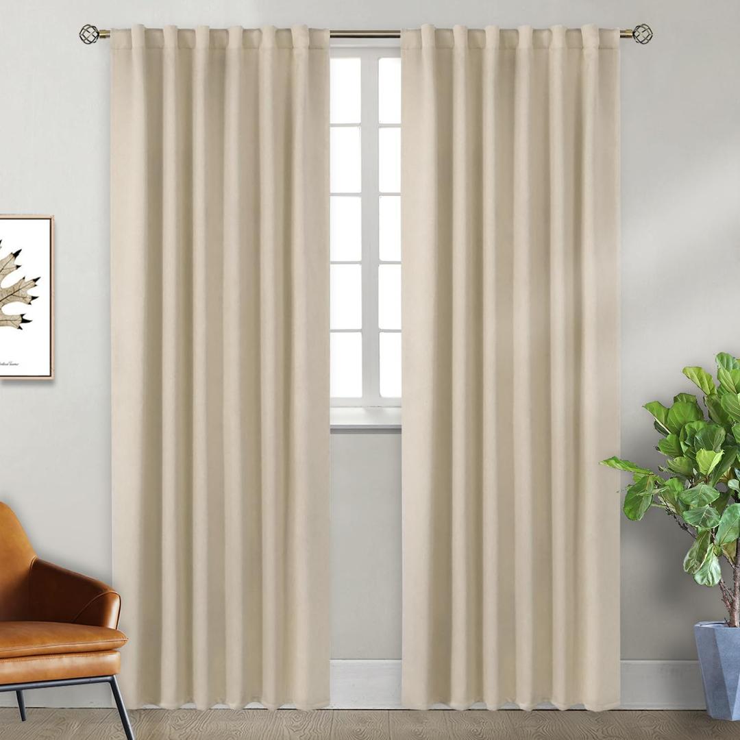 BGment Blackout Curtains 84 Inch Length 2 Panels Set for Bedroom - Thermal Insulated Rod Pocket and Back Tab Room Darkening Window Panels Curtains for Living Room (52 x 84 Inch, Champagne)
