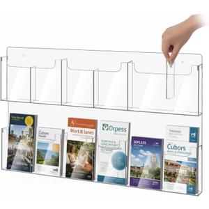 Sherr Acrylic Brochure Holder Wall Mount with Removable Dividers, Wide High Capacity Literature Display Stand for 4''x 9'', 8.5''x11'' Pamphlets, 26.7'' x 18'' for High-Traffic Lobbies Events