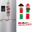 Christmas Refrigerator Door Handle Covers Set of 3 - Snowman Santa Claus Appliance Handle Covers for Fridge, Microwave Oven or Dishwasher