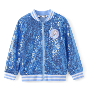 Girls Sequin Bomber Jacket Glitter Outwear Long Sleeve Zipper Jackets 5-12T