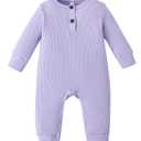 Drobee Baby Newborn Solid Romper Ribbed Long Sleeve Bodysuit Jumpsuit Infant Knitted Outfits Clothes 0-24 Months