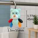 Blue Bear Shower Curtain Hooks Set of 12, Cute Resin Animal Design with Colorful Arms for Kids Bathroom, Decorative Cartoon Shower Curtain Rings for Boys or Family Bath Decor