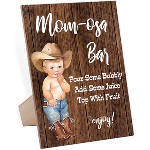 Mom-osa Bar Cowboy Shower Sign,Wooden Game Sign With Stand,Baby Shower Decoration,Baby Shower Welcome Sign,Bar Decoration,Party Favors Supplies,Gender Reveal Decoration Ideas-32