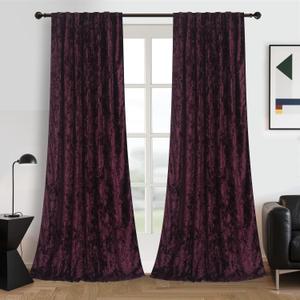 Purple Velvet Curtains, Back Tab Drapes/Window Treatments for Living Room,Bedroom (2 Pieces, 96 inches Long)