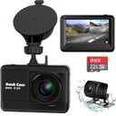 Dash Cam Front and Rear, 2.5K+1080P Dual Dash Camera for Cars with 32GB SD Card, 2.45 inch IPS Screen, 2 Mounting Ways, Night Vision, WDR, Accident Lock, Loop Recording, Parking Monitor